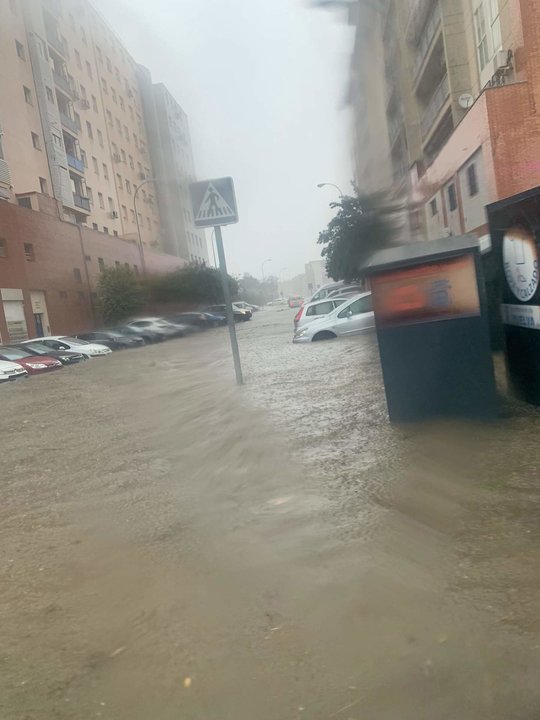 Zona de la capital inundada ayer tarde