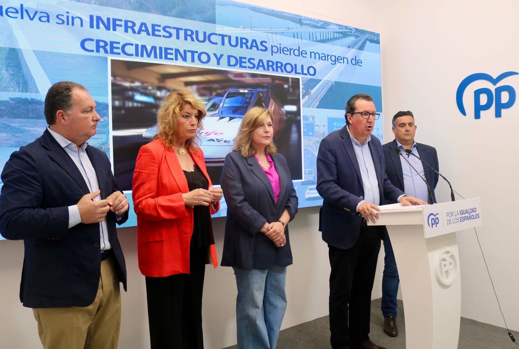 González, junto a los cargos institucionales del PP de Huelva
