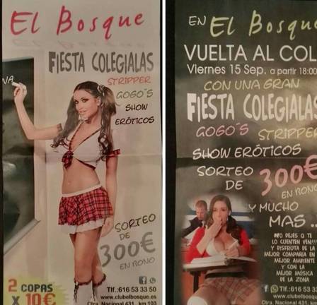 Denuncian por “incitar a la pedofilia” la publicidad de un club de alterne en Cartaya