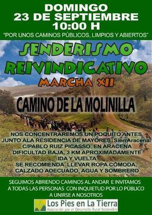 Convocan en Aracena la XII Marcha contra la usurpación de caminos en la Sierra de Huelva