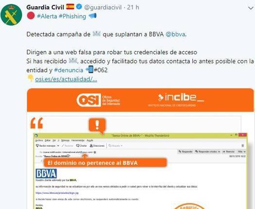 Detectan una campaña de fraude por internet suplantando a la entidad BBVA