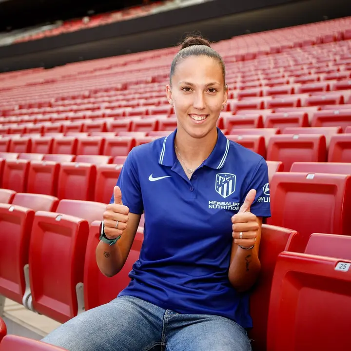 Cinta Rodríguez en el estadio del Atlético de Madrid.