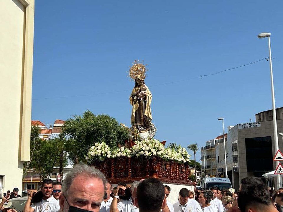 La Virgen del Carmen en su procesión en Punta Umbría