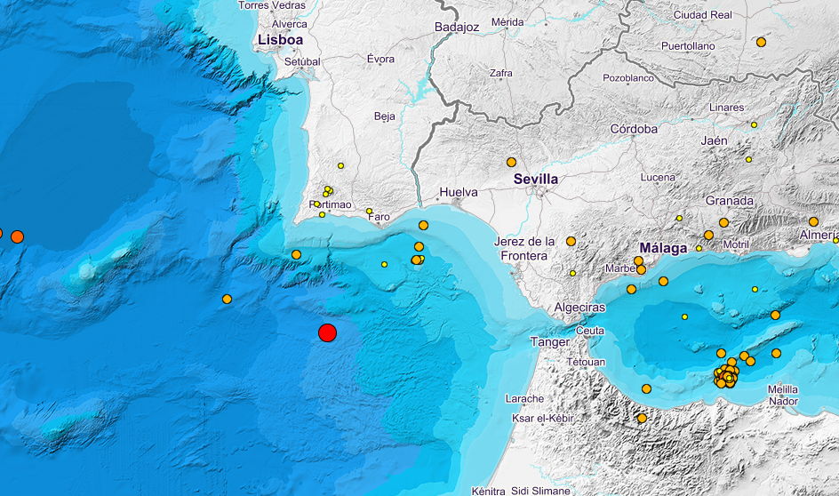 Mapa con los últimos sismos detectados.