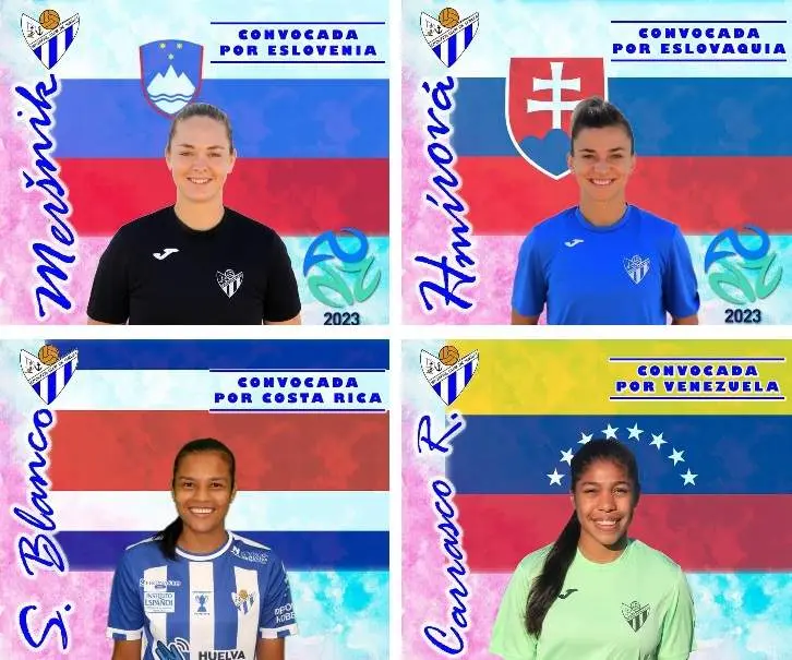 Las cuatro internacionales del Sporting de Huelva.