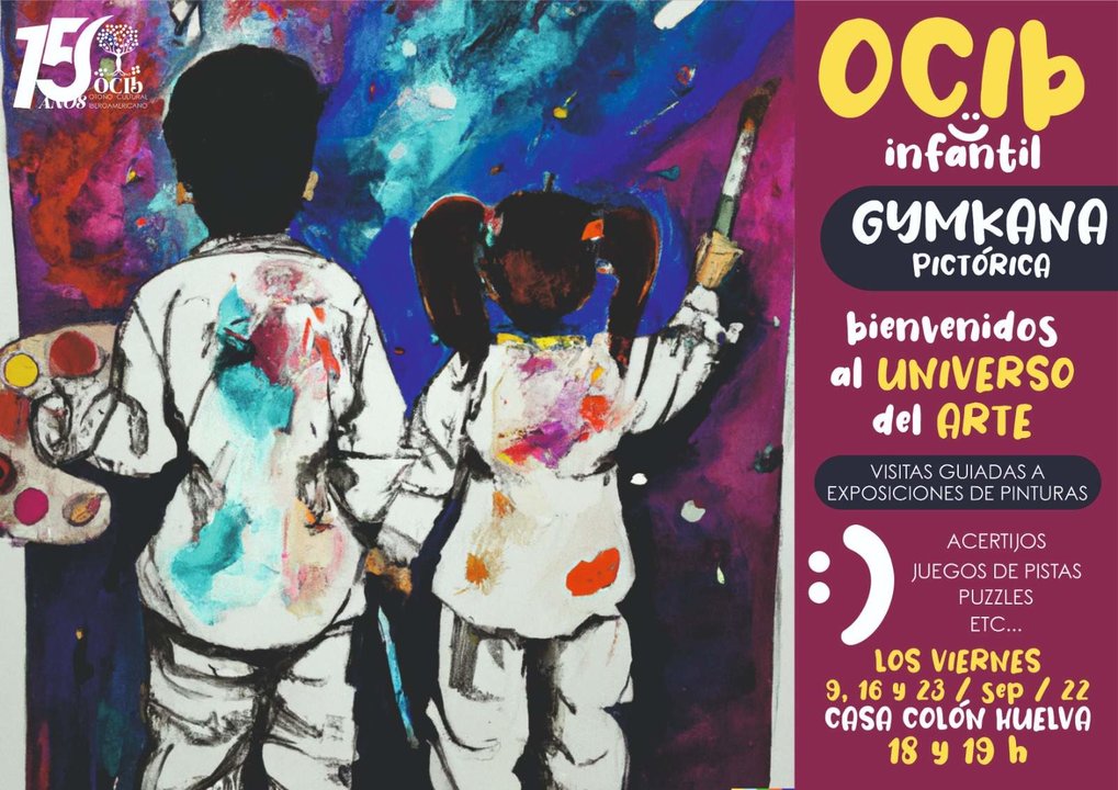 La imagen, generada por Inteligencia Artificial, nos muestra a unos niños vestidos de astronautas pintando el universo tal y como ellos lo ven. La imagen tiene un “estilo” expresionista.