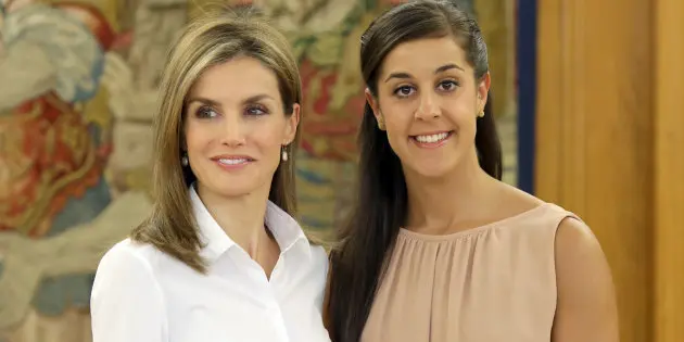 LA REINA DE ESPAÑA LETIZIA CON LA JUGADORA DE BADMINTON CAROLINA MARIN MARTIN DURANTE UNA AUDIENCIA EN EL PALACIO DE LA ZARZUELA
11/09/2014
MADRID