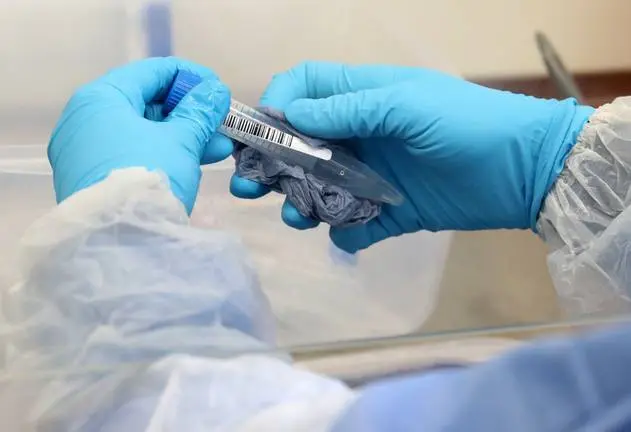 A technician cleans test tubes containing live samples during the opening of the new COVID-19 testing lab at Queen Elizabeth University Hospital, amid the coronavirus disease epidemic in Glasgow, Britain April 22, 2020. Andrew Milligan/Pool via REUTERS