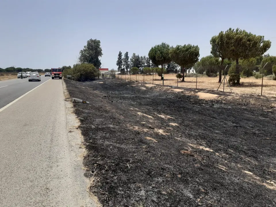 Imagen calcinada en el arcén de la autopista