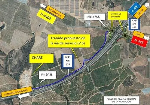 Plano de los accesos por la A-49.