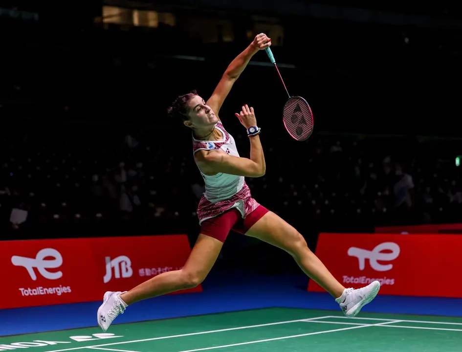 Carolina Marín hoy, en su debut en el Munidal de Tokio.