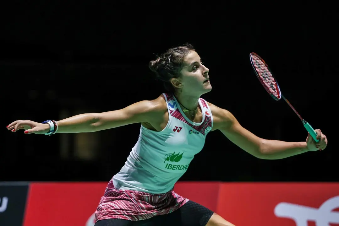 Carolina Marín durante su duelo con Yamaguchi.