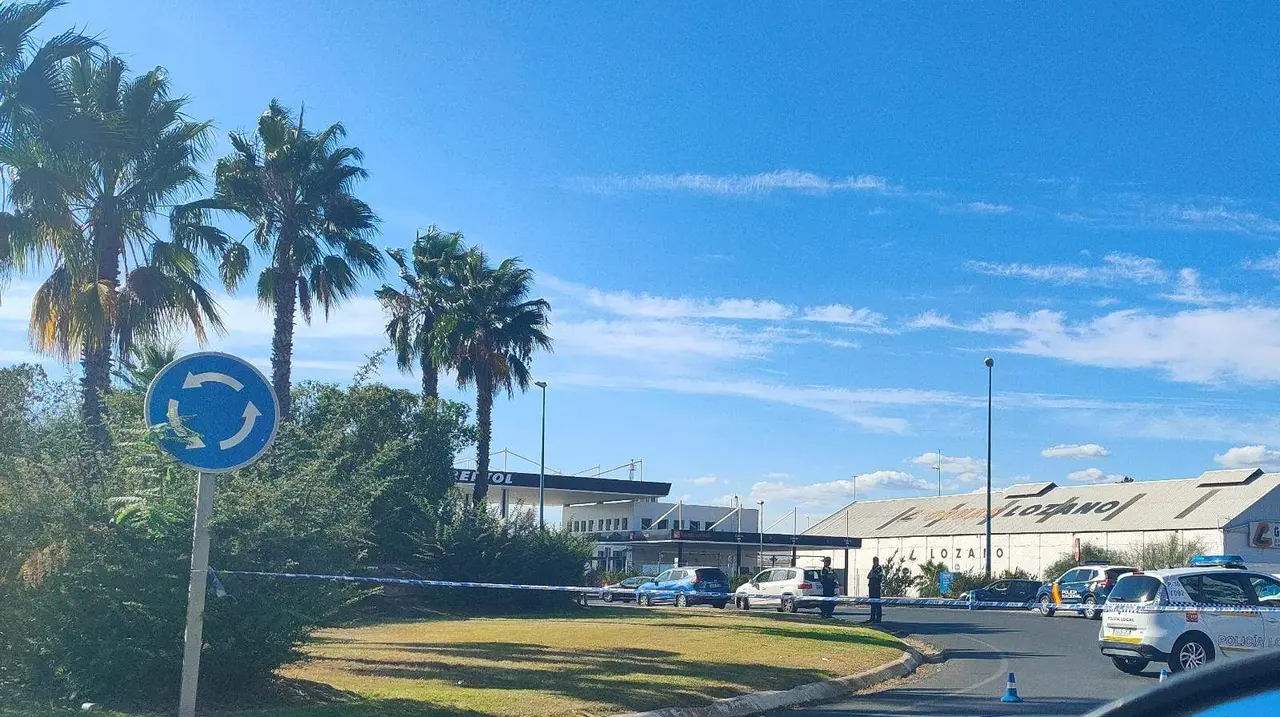 La Policía Nacional acordonó la rotonda del Puente del Odiel donde fue hallado el cadáver