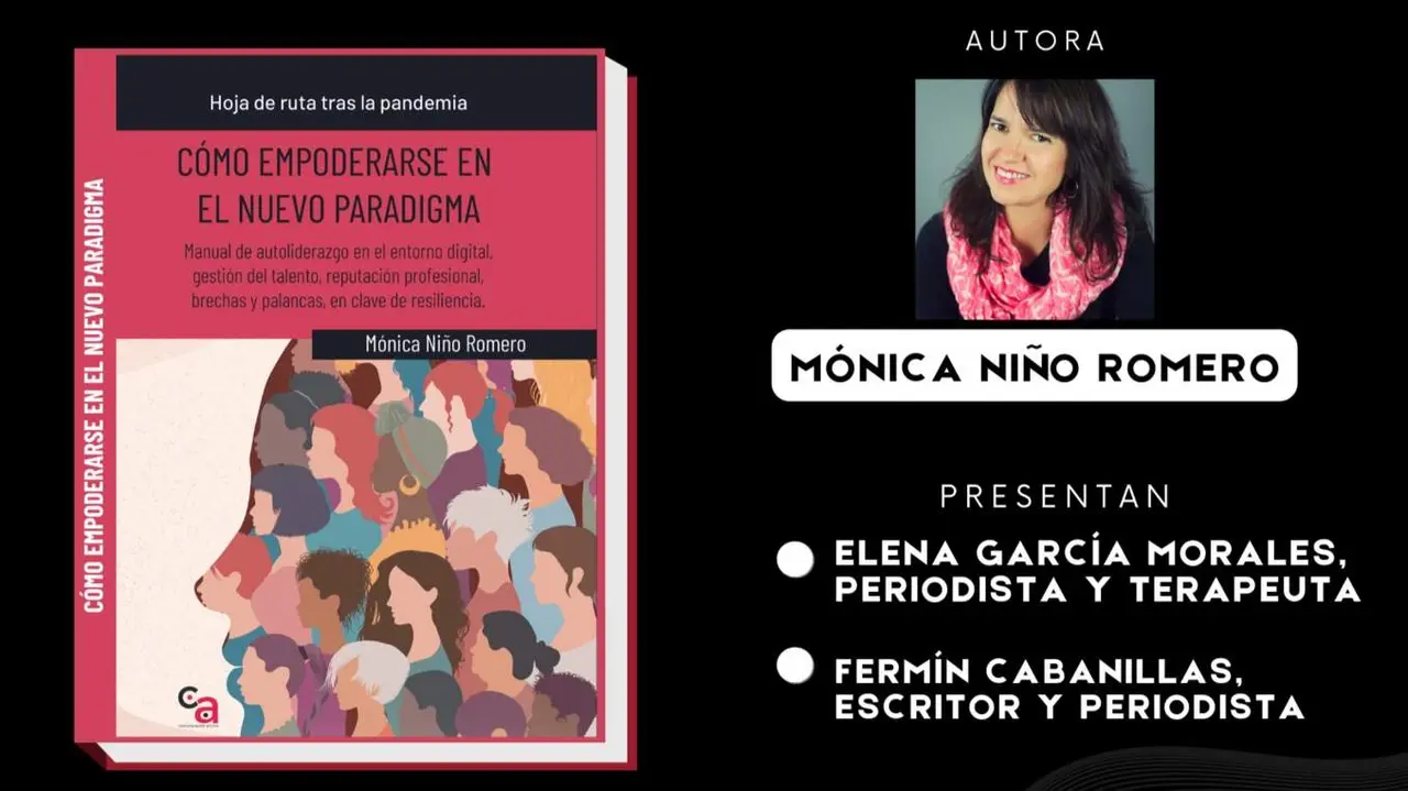 Portada del libro y foto de su autora