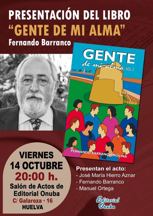 Cartel de presentación del libro "Gente de mi Alma" de Fernando Barranco