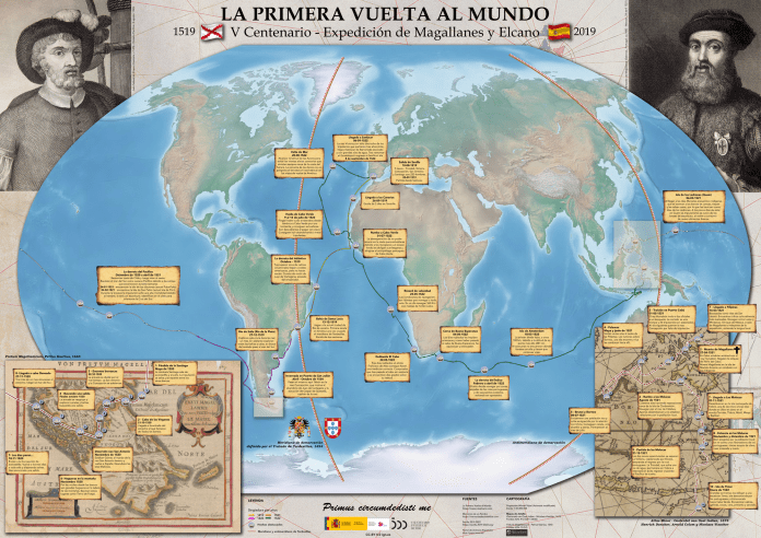 Mapa de la primera Vuelta al Mundo.