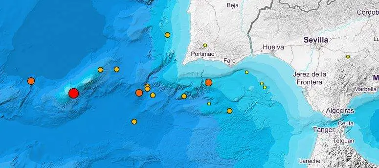 Lugar, en rojo, del último sismo.