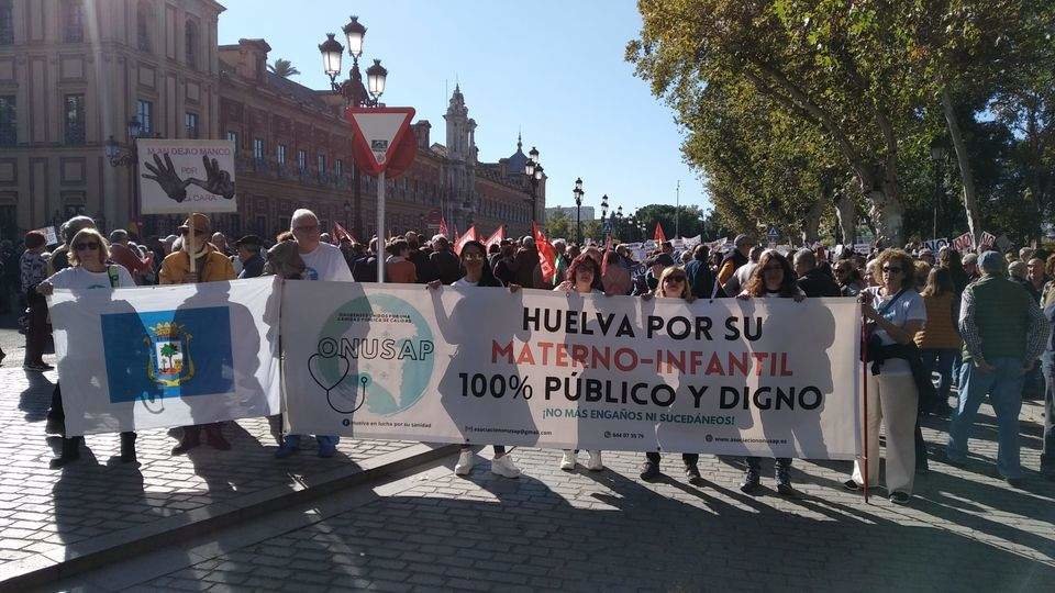 Integrantes de ONUSAP acudieron a Sevilla para la gran protesta de este sábado