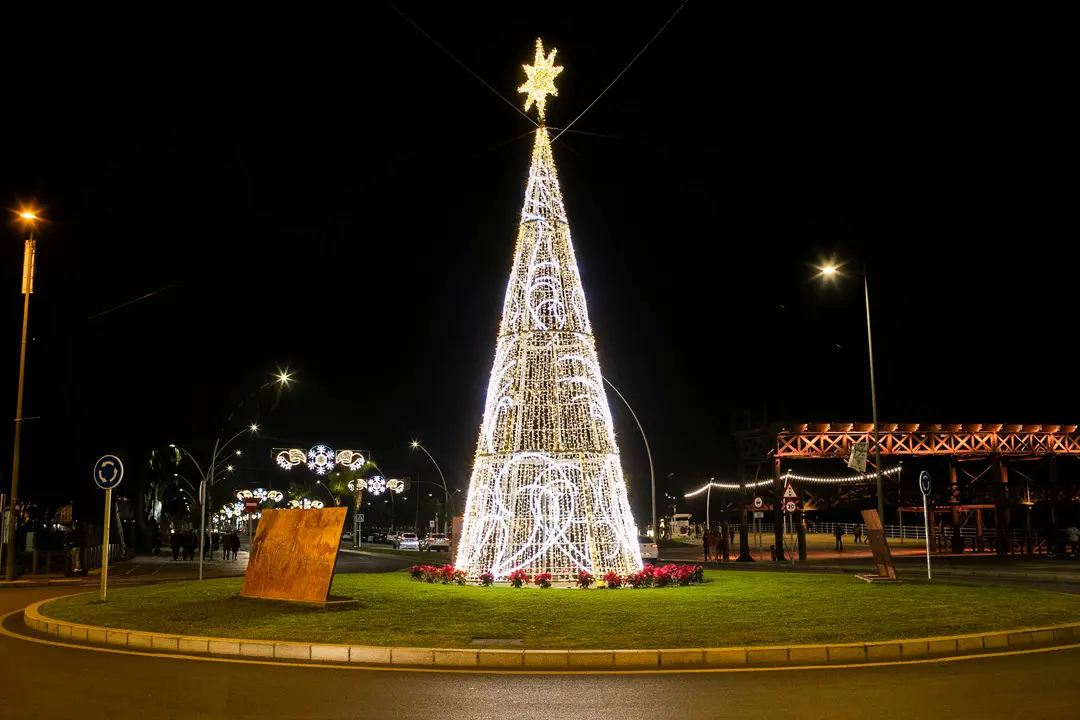 Árbol de navidad en la rotonda