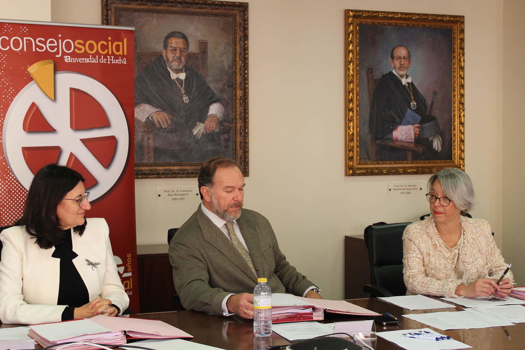 Pleno del Consejo Social_con el presidente, la secretaria y la Rectora