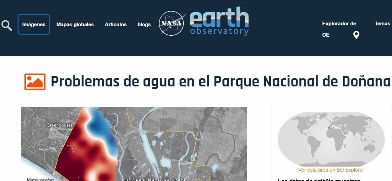 Captura de pantalla de la publicación referida por la NASA