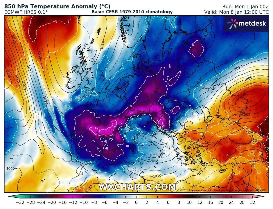 Masa de aire polar prevista para después de Reyes