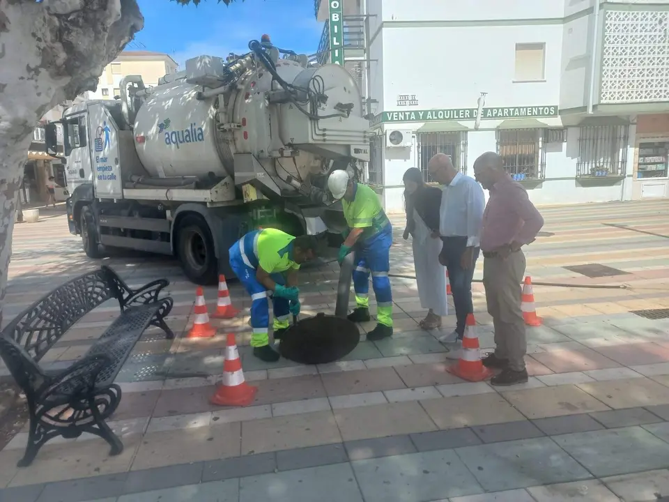 Supervisión trabajos limpieza alcantarillado Aqualia Lepe