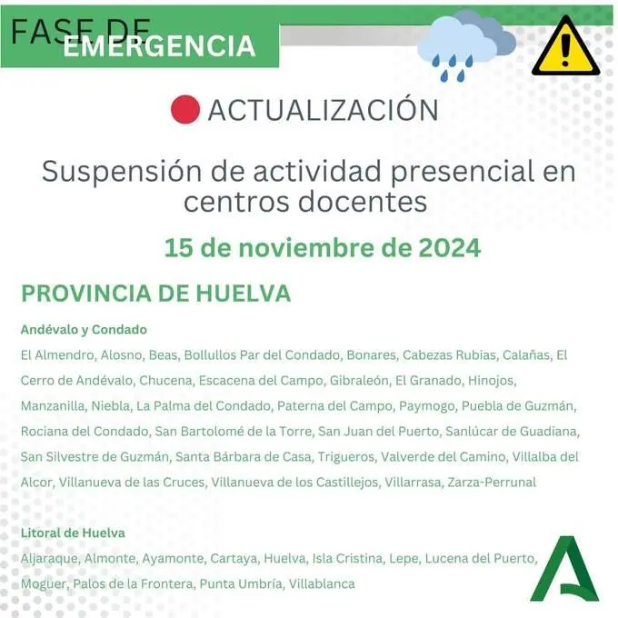 Suspensión Huelva viernes