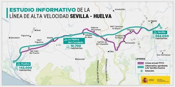 Nuevo trazado Huelva-Sevilla por alta velocidad