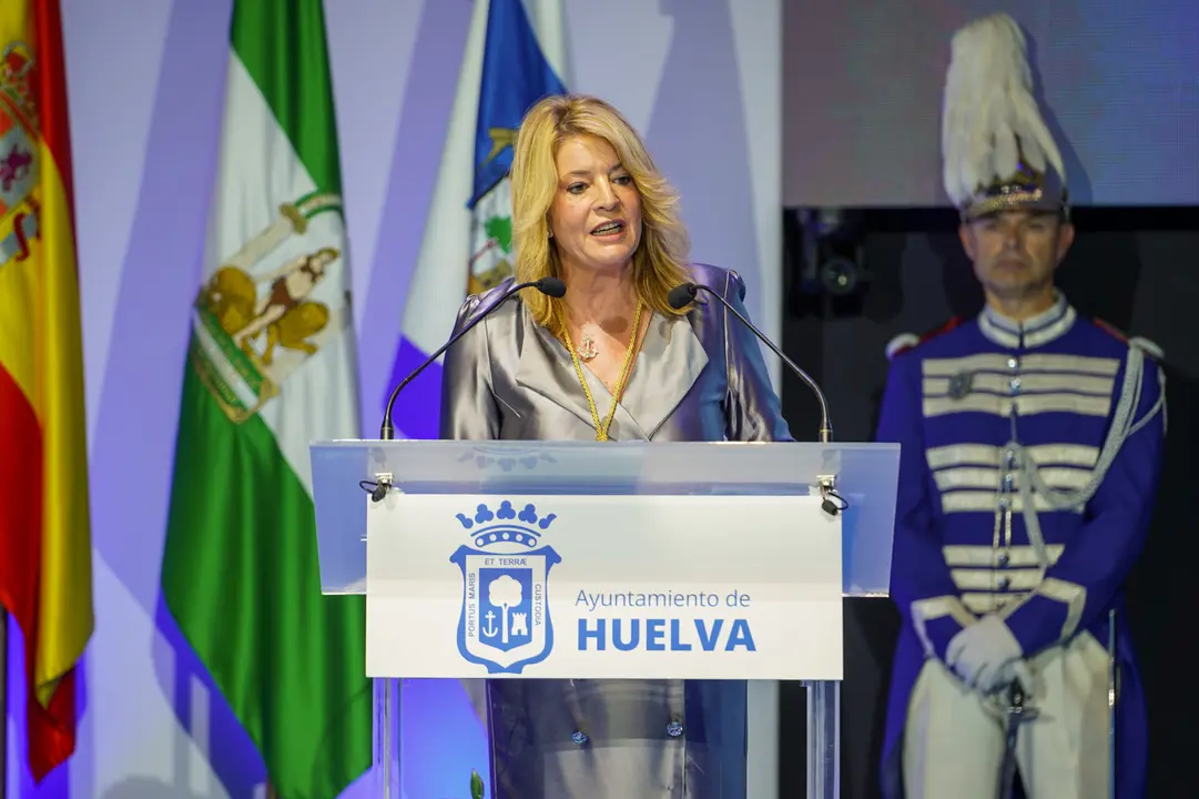 Pilar Miranda, alcaldesa de Huelva, en el discurso institucional