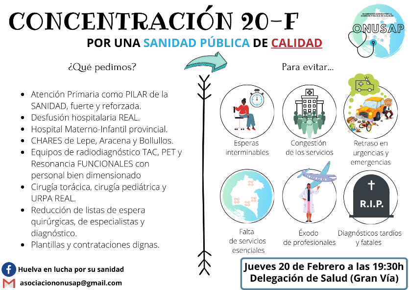 Cartel de la protesta sanitaria convocada