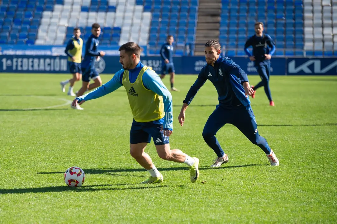 El Recreativo preparando hoy el partido contra el Hércules.