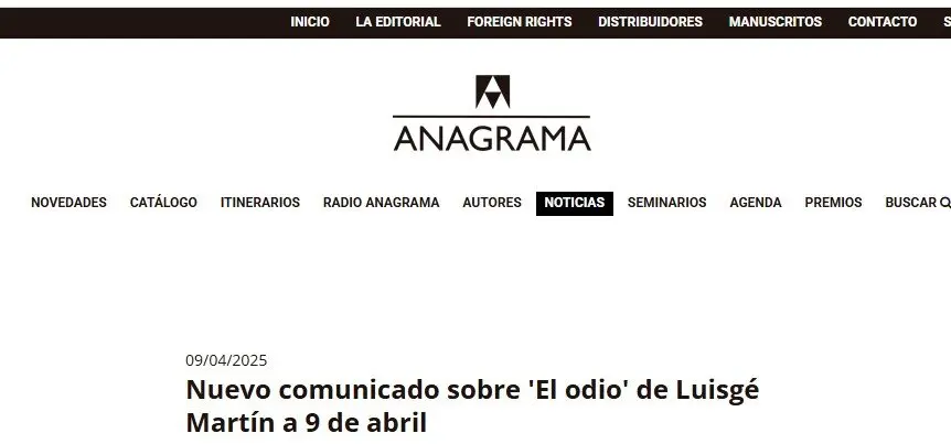 Captura de pantalla de la web de la editora Anagrama