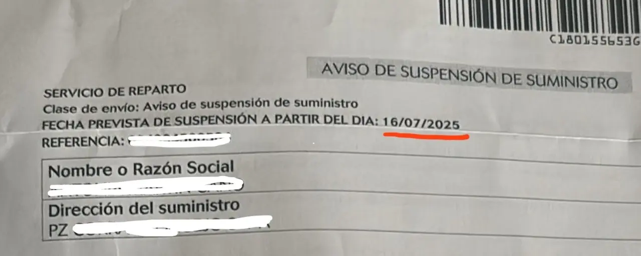 Carta recibida por Endesa.