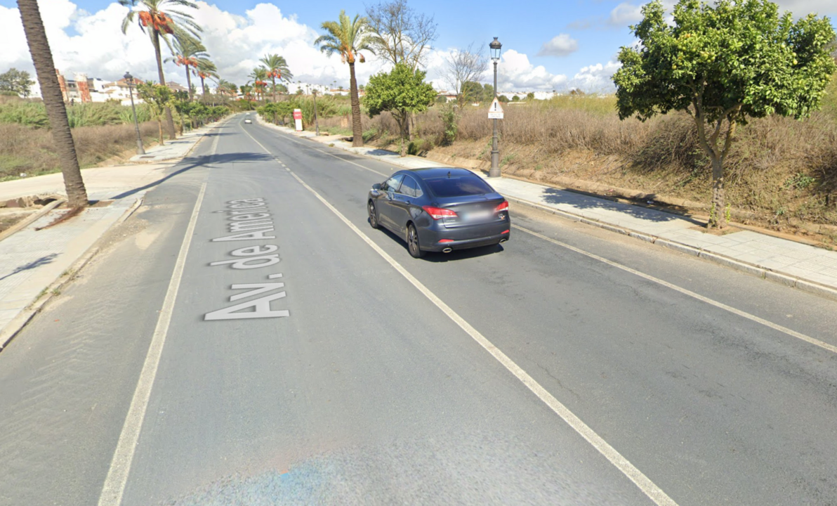 Lugar de la colisión en la Avenida de América de Moguer.