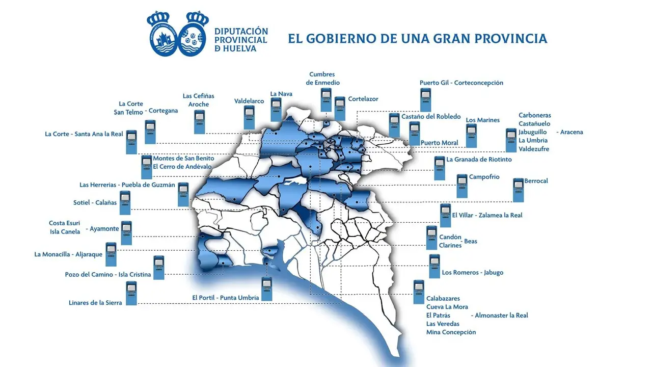 Los nuevos cajeros que se instalarán en la provincia / Fotografía: Diputación Provincial de Huelva.