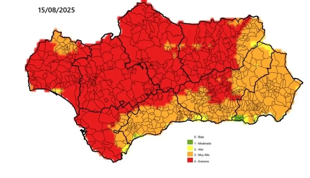 Riesgo extremo por incendio en prácticamente todo la provincia de Huelva.