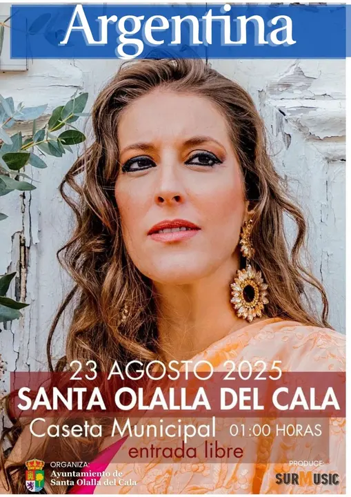 Cartel de la actuación de Argentina / Fotografía: Ayuntamiento de Santa Olalla del Cala.