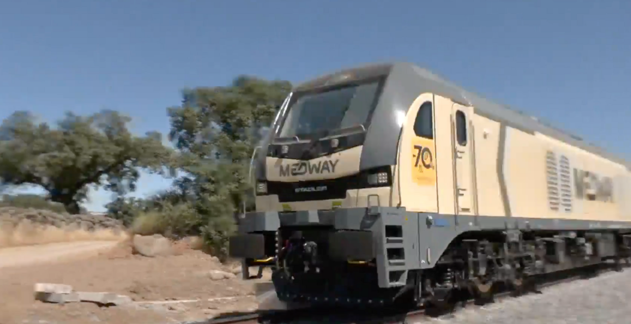 Tren en pruebas Huelva- Zafra / Fotografía: Canal Extremadura.