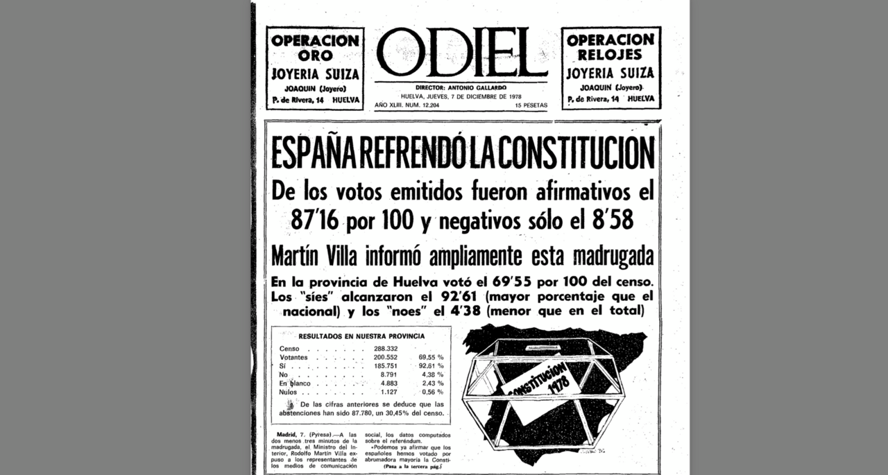 Portada de Odiel del 7 de diciembre de 1978