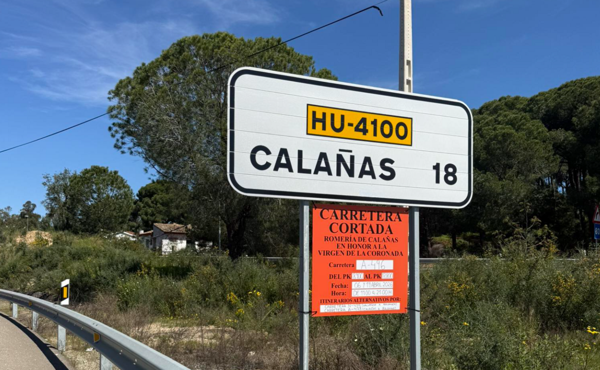 Corte de la carretera en Sotiel Coronada.
