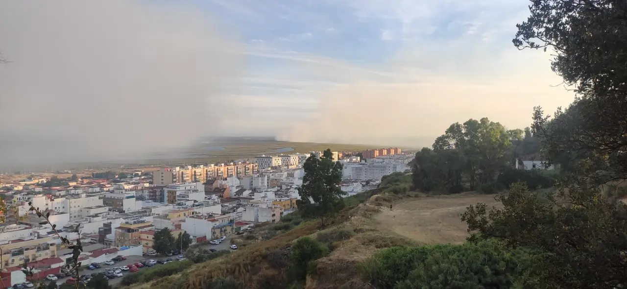 Imagen de la nube sobre Huelva. / Fotograf&iacute;a: Ecologistas en Acci&oacute;n.