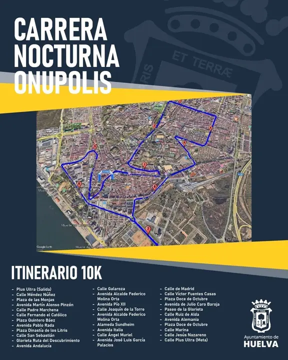 La Nocturna de Onupolis provocar&aacute; cortes y restricciones de tr&aacute;fico este s&aacute;bado en Huelva