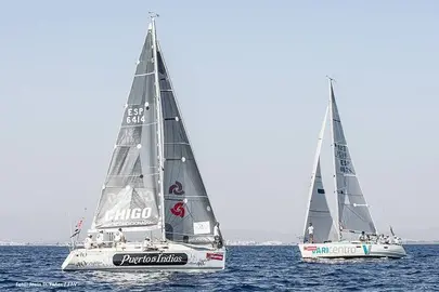Palma de Mallorca, Spain - agosto 4, 2017:  during day 5 of the Copa del Rey sailing competition. The crew of Team -, , in their class during day 5 of the Copa del Rey-MAPFRE on agoust 4, 2017 in Palma, Spain.(Photo by Jesus DYañez)