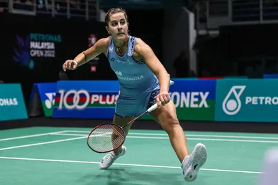 Carolina Marín durante su último partido en el Open de Malasia.