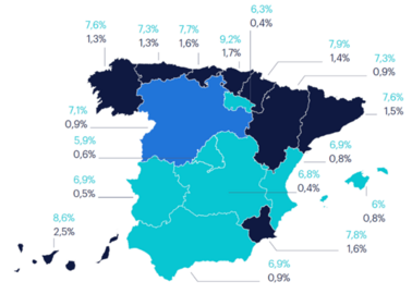 Mapa absentismo laboral en España
