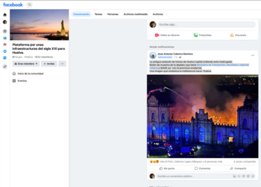 Criticas del perfil social de la Plataforma al Ministerio Ministerio de Transportes, Movilidad y Agenda Urbana y Adif