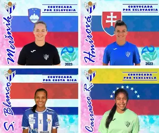 Las cuatro internacionales del Sporting de Huelva.