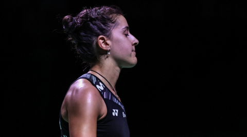 Carolina Marín al ser eliminada del Open de Japón.