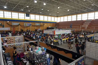 Uno de los tres pabellones del Salón del Manga de Moguer